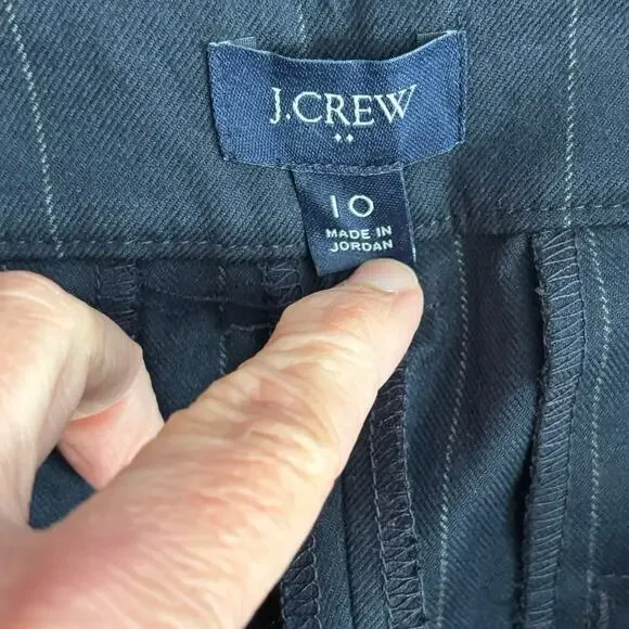 J Crew Factory Size 10 Pleated Trousers Pants Navy Striped High Waist Office - Picture 3 of 4